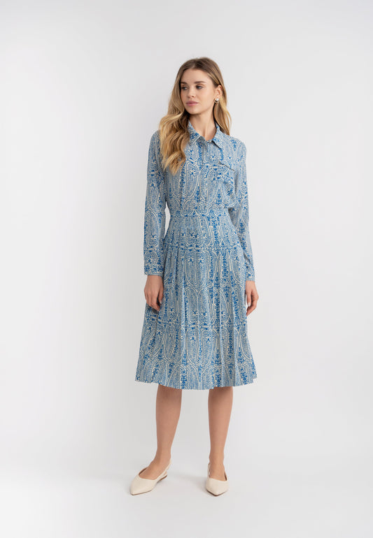 Paisley Print Pleated Skirt