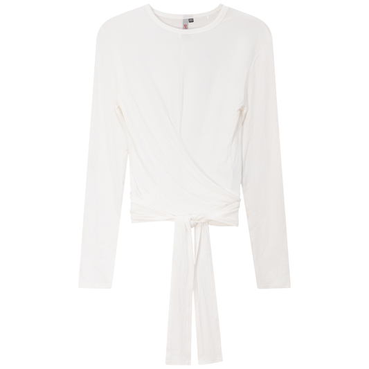 Ribbed Wrap Top White