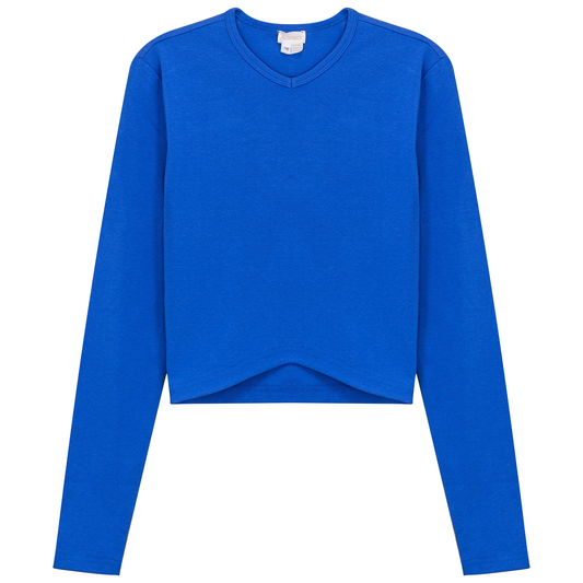 Triangle Ribbed Cropped Top Royal