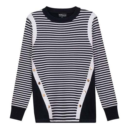 Maternity Stripped Sweater Dark Navy White