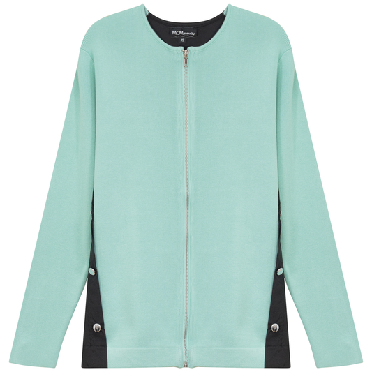 Maternity Knit Shirting Zipper Jacket Mint Black