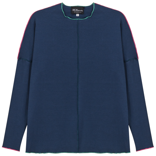 Maternity Contrast Stitch Top Dark Denim