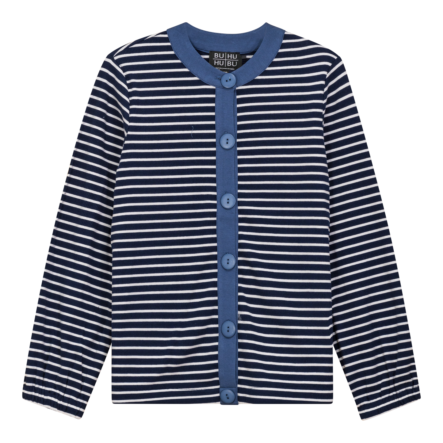 Maternity Striped Button Down Cardigan Denim White