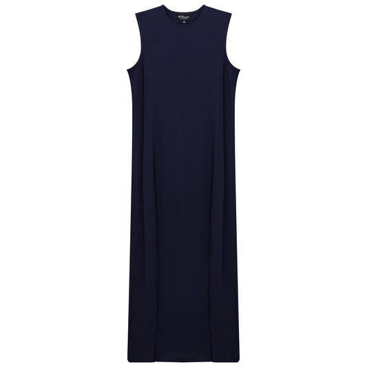 Maternity Ribbed Midi Dress Dark Denim