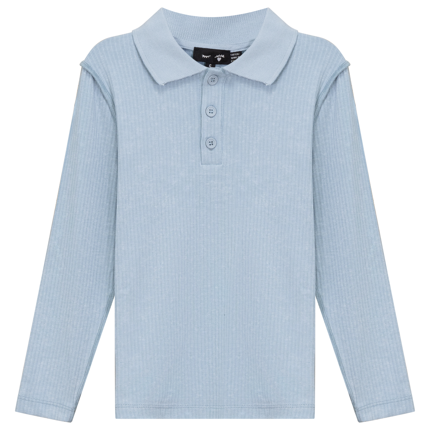 Distressed Long Polo Dusty Blue