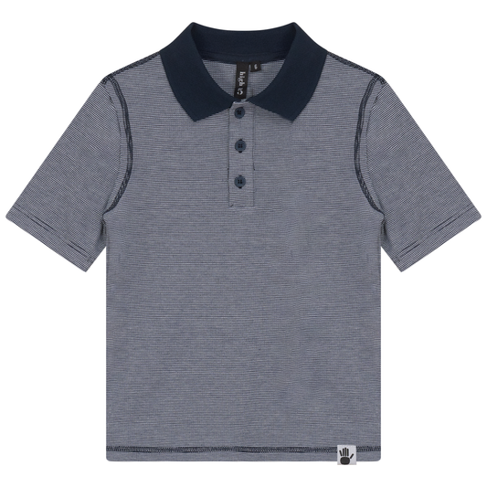Mini Stripped Short Polo Navy