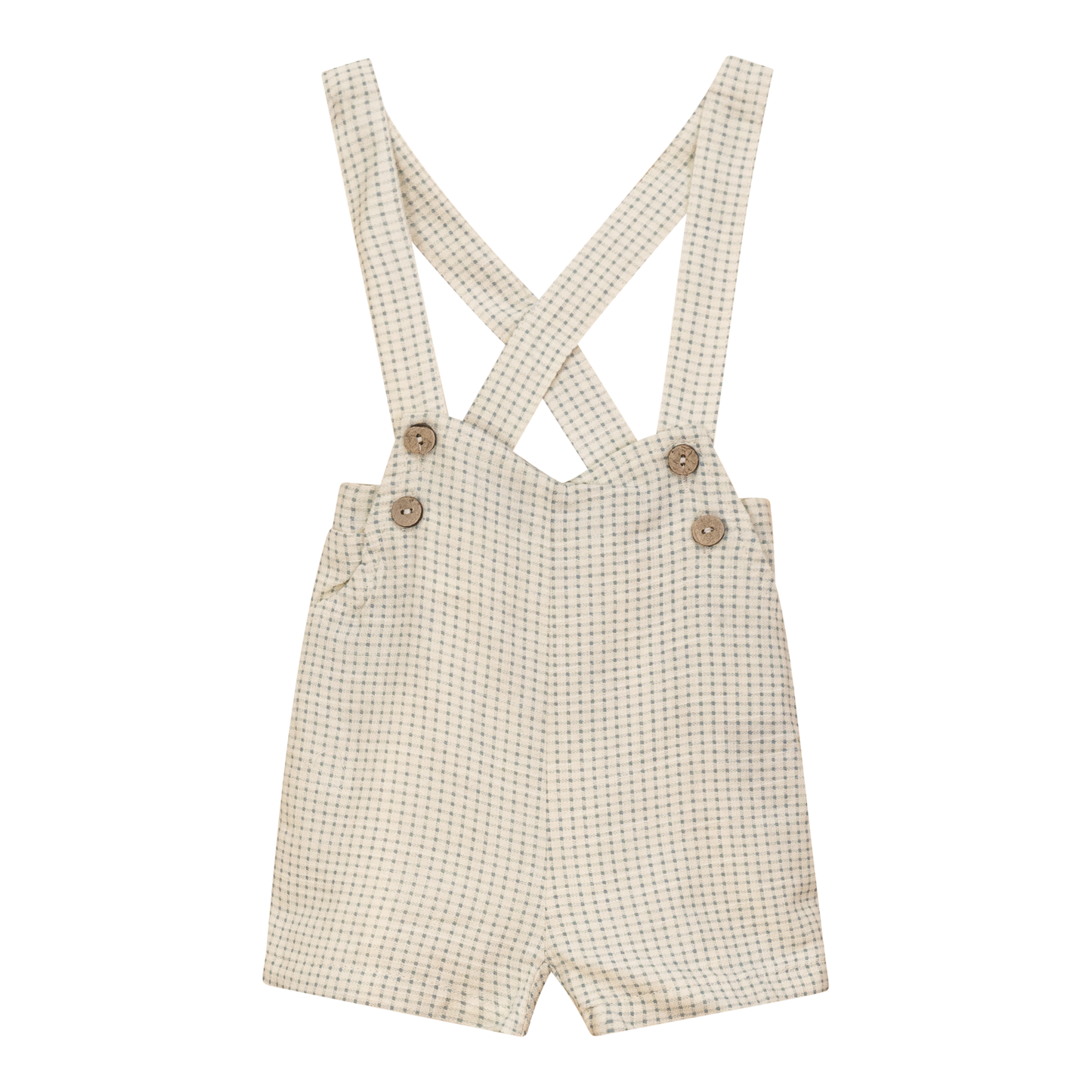 Woven Checkered Overall Blue