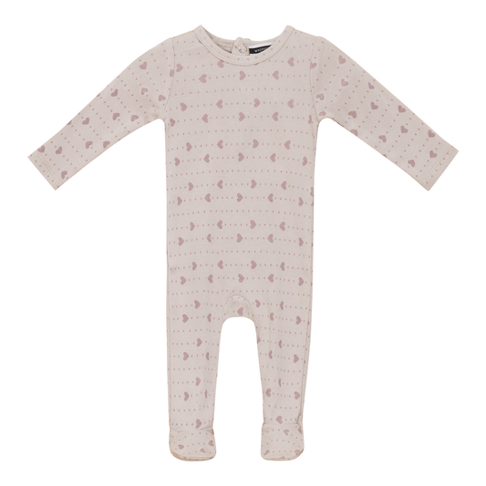 Star and Heart Print Onesie Rose Silver Grey 3 Months