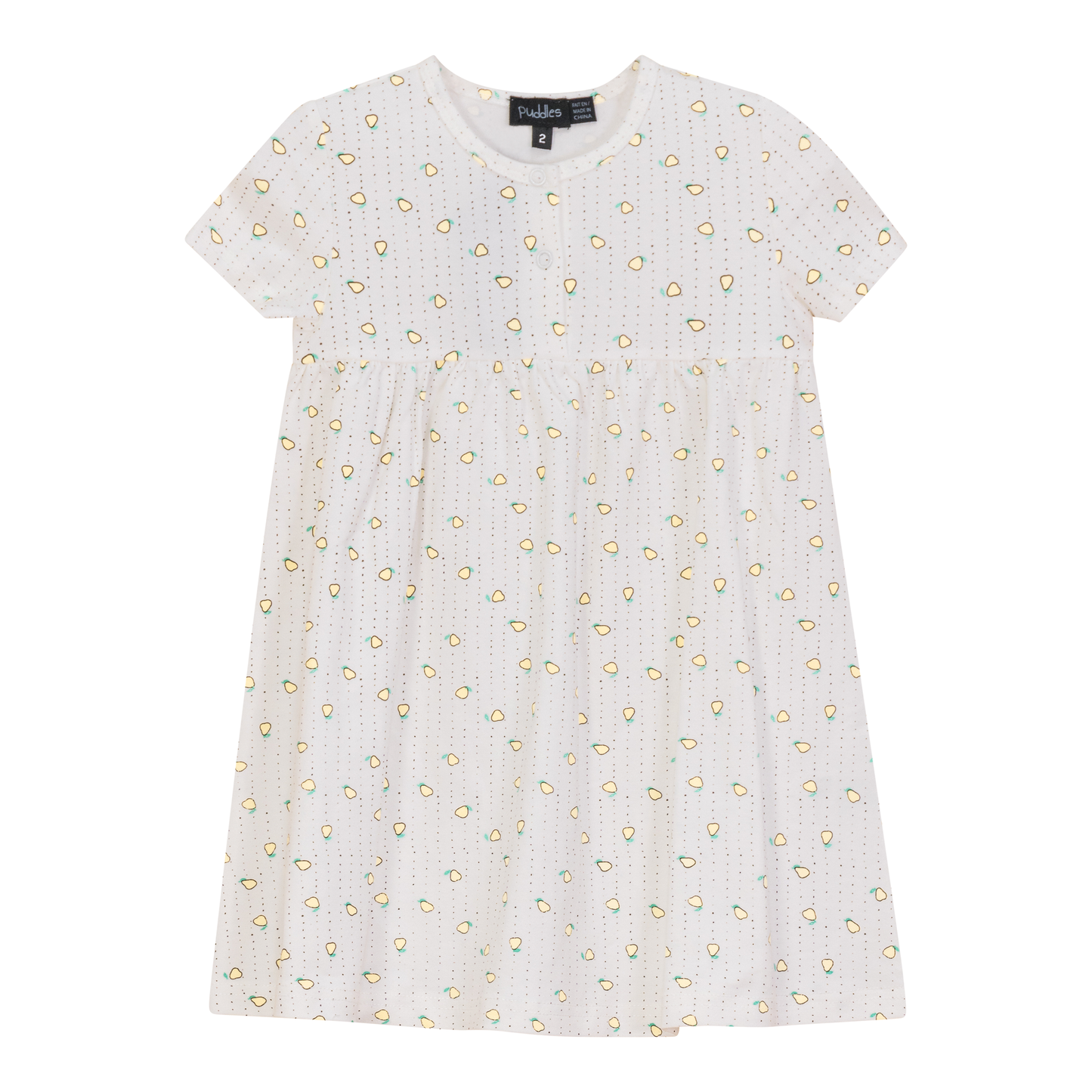 Strawberry and Pear Printed Dress Off white Yellow
