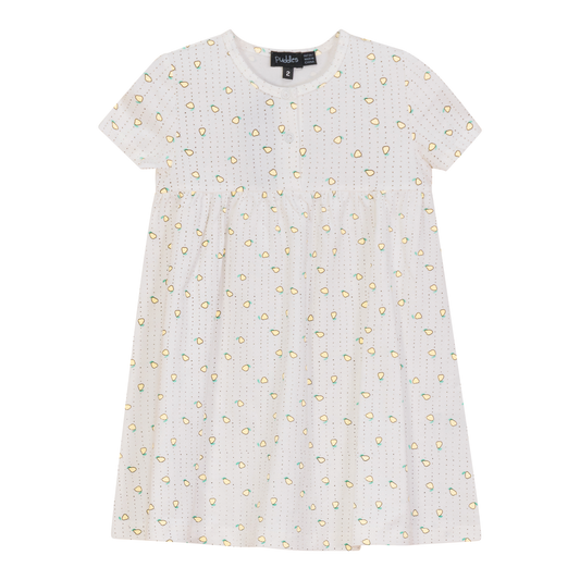 Strawberry and Pear Printed Dress Off white Yellow