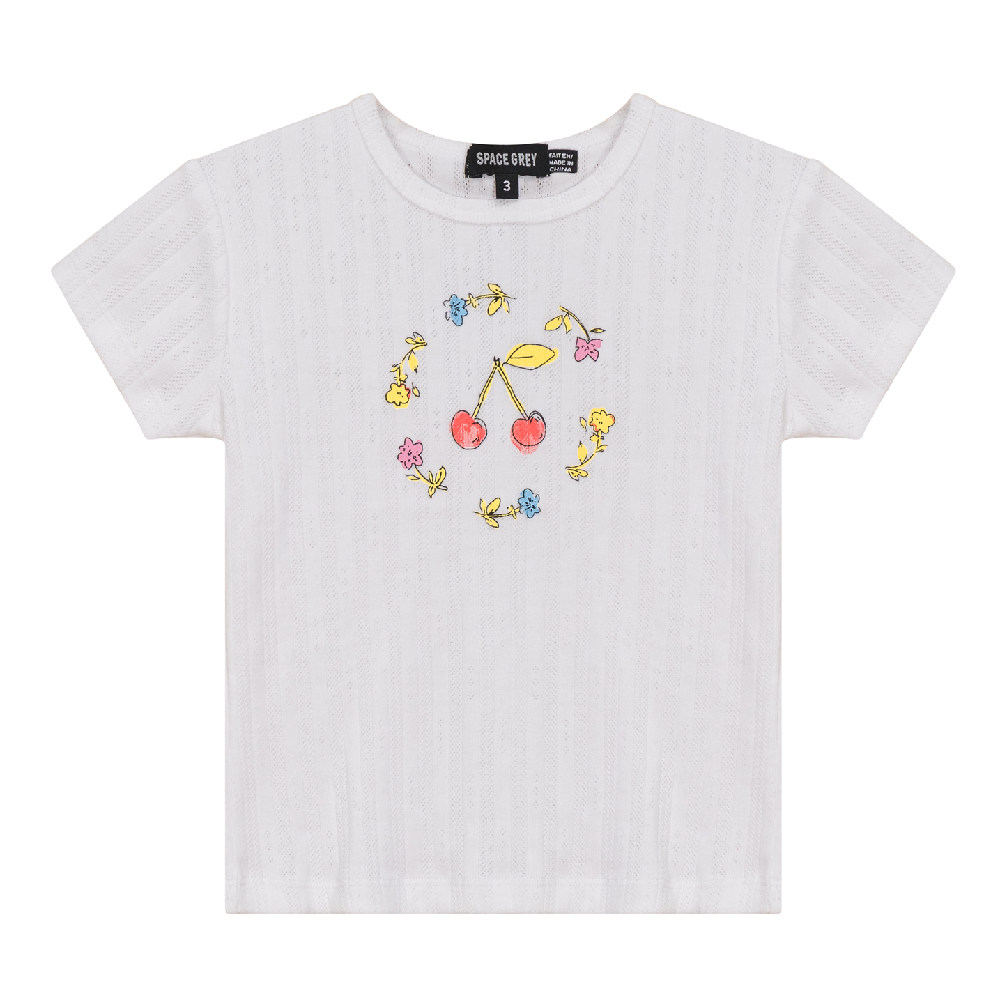 Pointelle Ribbed T-Shirt White