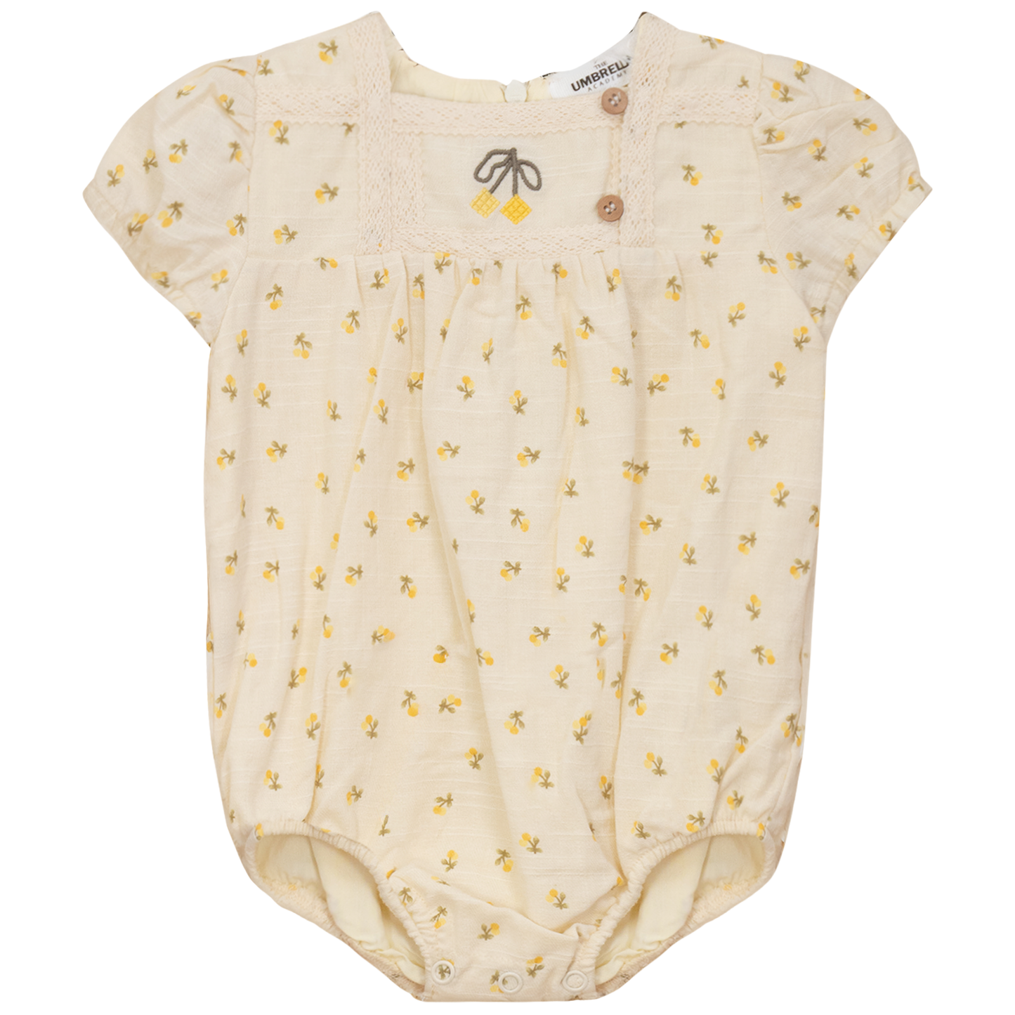 Cherry Printed Linen Bubble Yellow