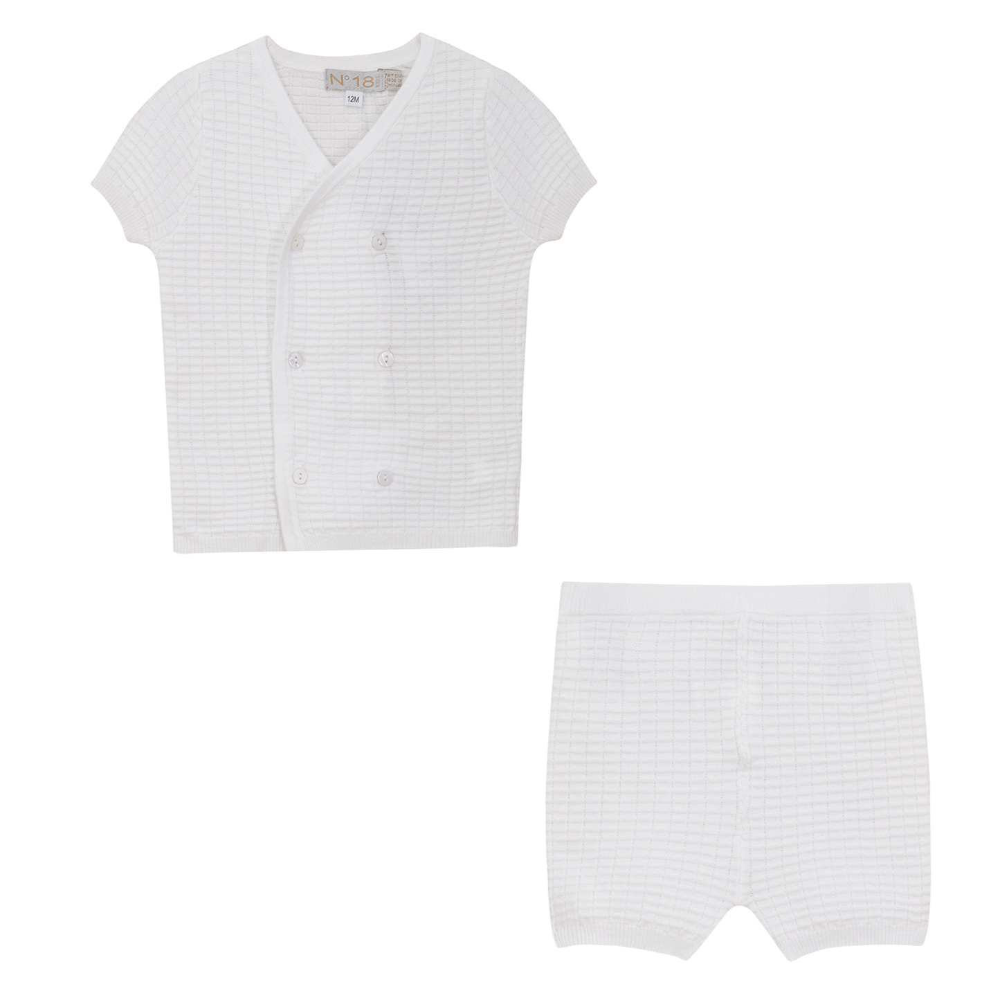 Knitted Double Breasted 2Pc Set White