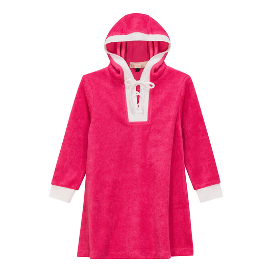 Cotton Terry Hoodie Dress Pink