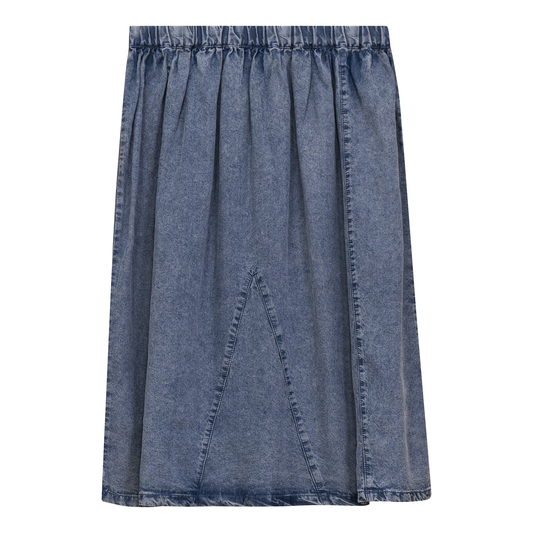 Washed Denim Midi Skirt Denim Wash