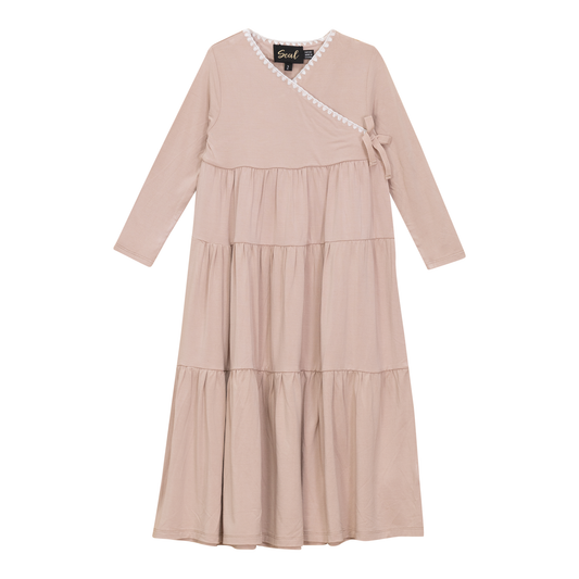 Tiered Wrap Robe Pink