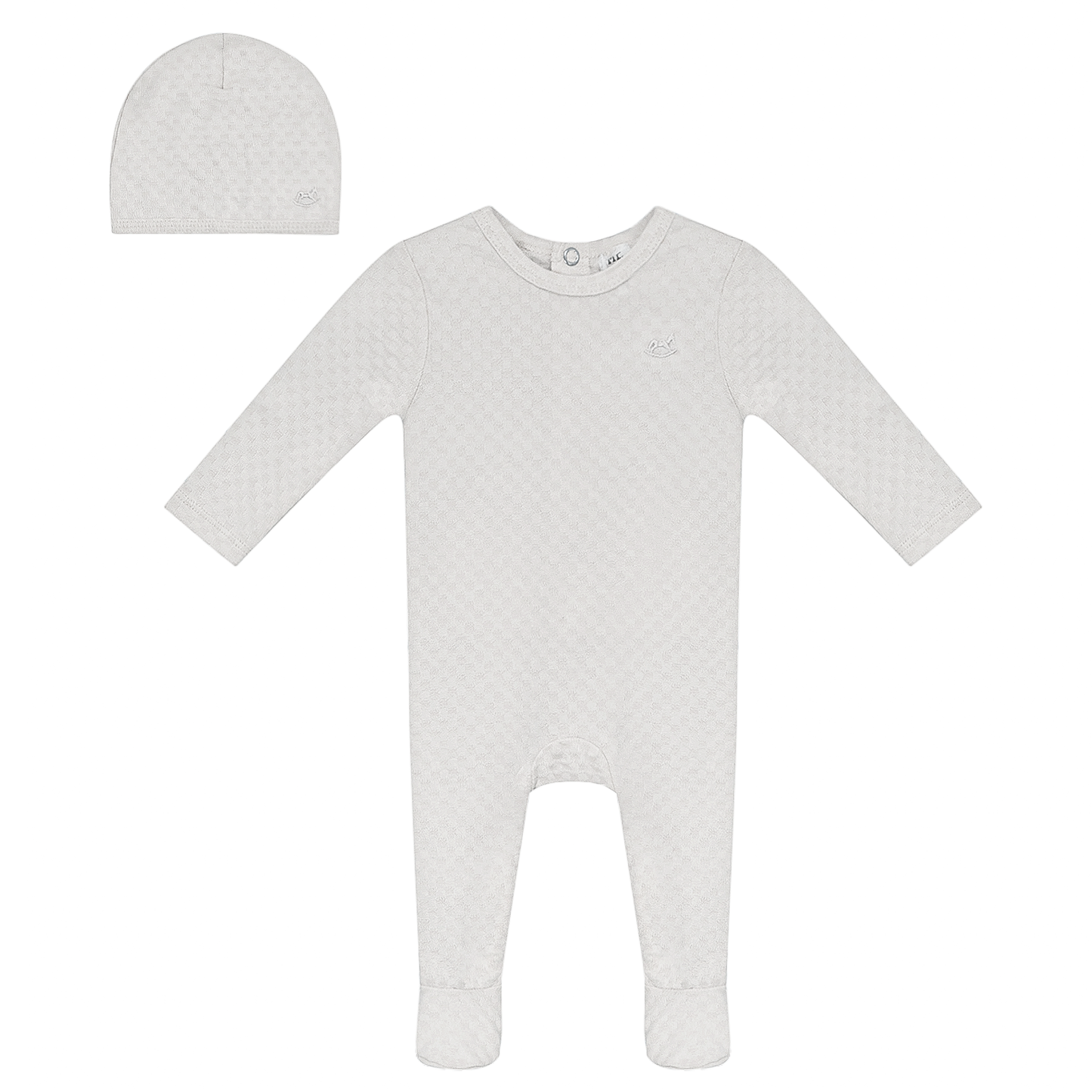 Checkered Onesie with Hat White