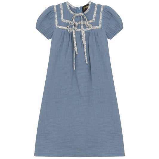 Floral Tape Gauze Robe Blue