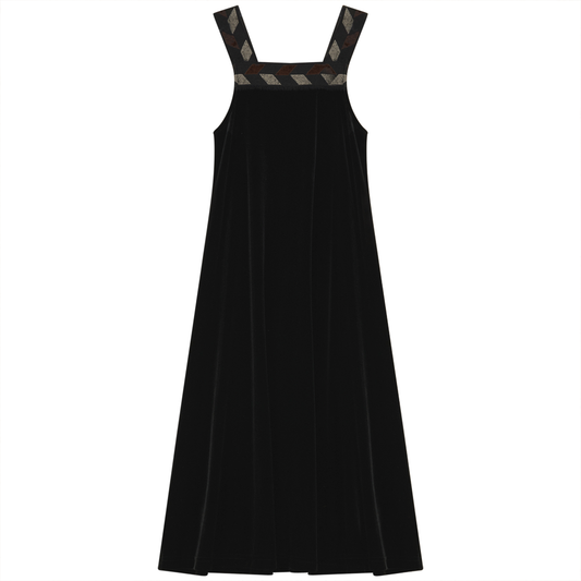 Special Leopard Elastic Ribbon Dress Black