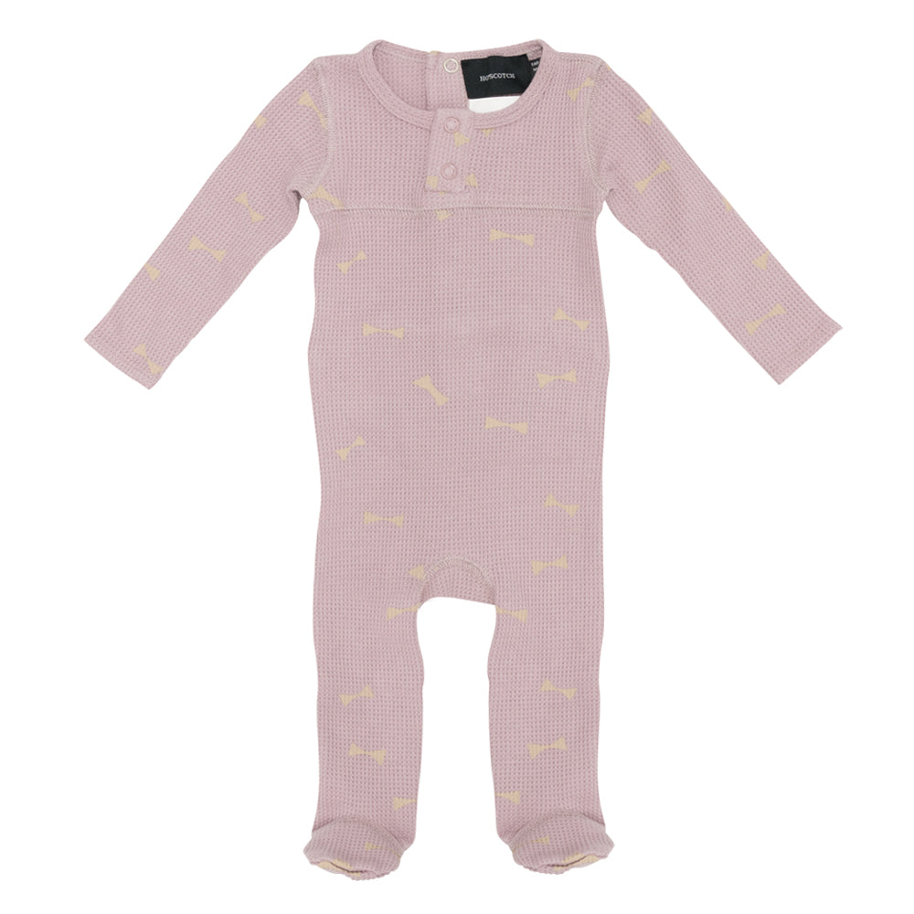 Waffle Knit Onesie Dusty Pink Beige