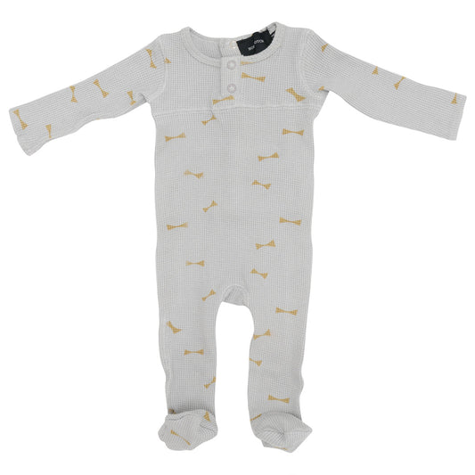 Waffle Knit Onesie Light Grey Mix Beige