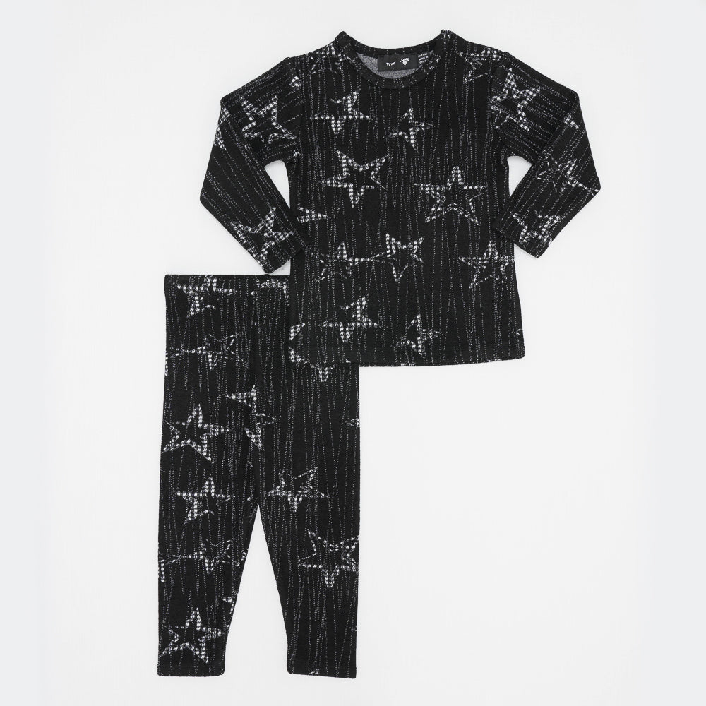 Star Print 2pc Set Black White