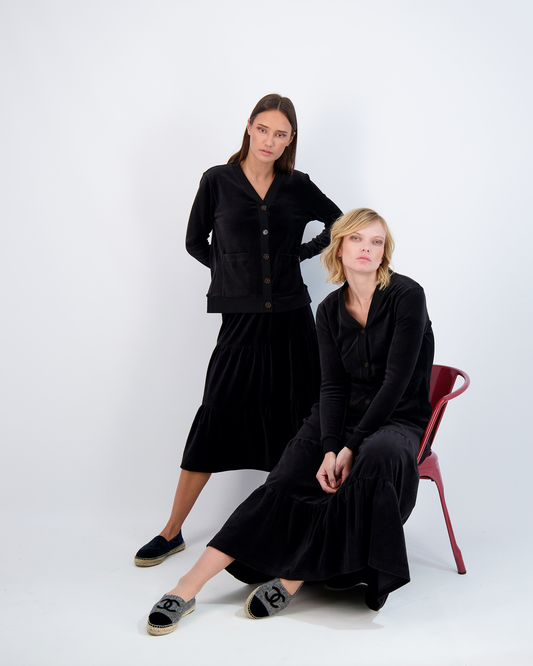 Cotton Velour Midi Length Cardigan