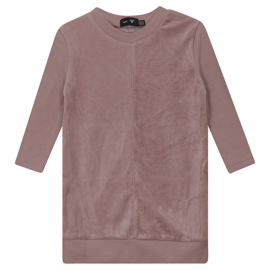 Velour And Rib Combo Dress Mauve
