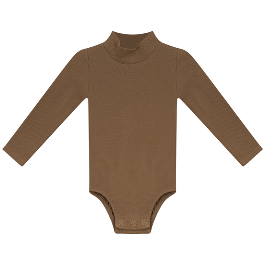 Rib Basic Henley Onesie Tannin