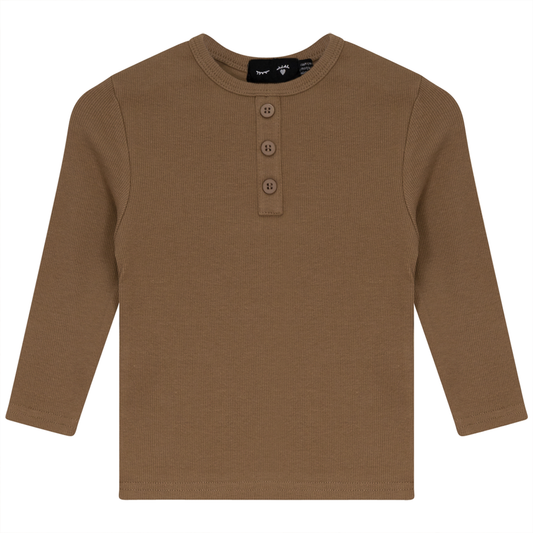 Rib Basic Henley Top Tannin