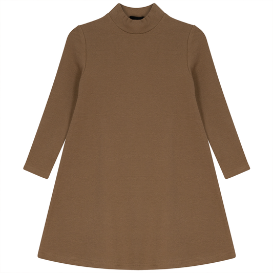 Rib Basic Henley Dress Tannin