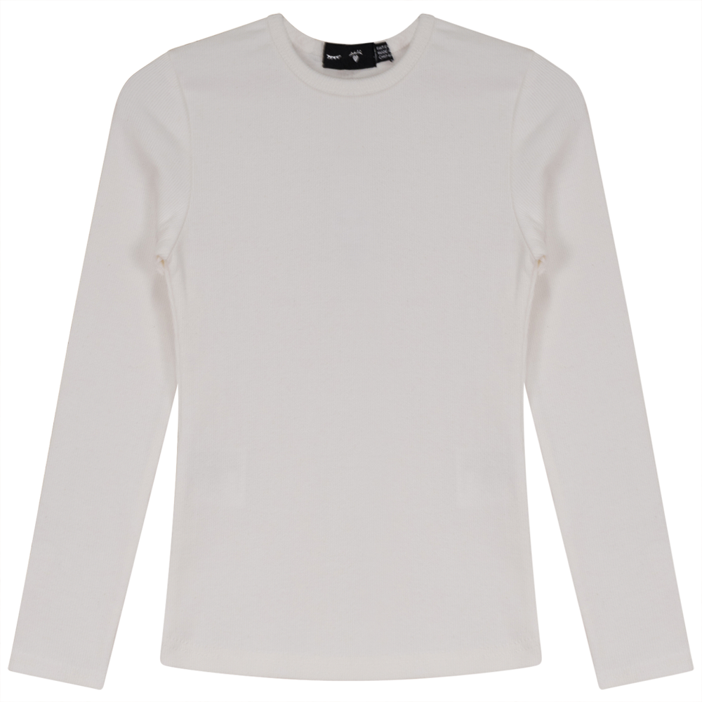 Rib Basic Henley Top Off White