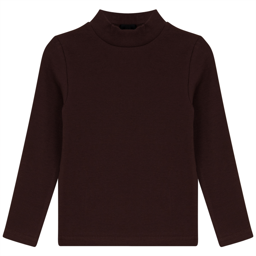 Rib Basic Henley Top Chocolate