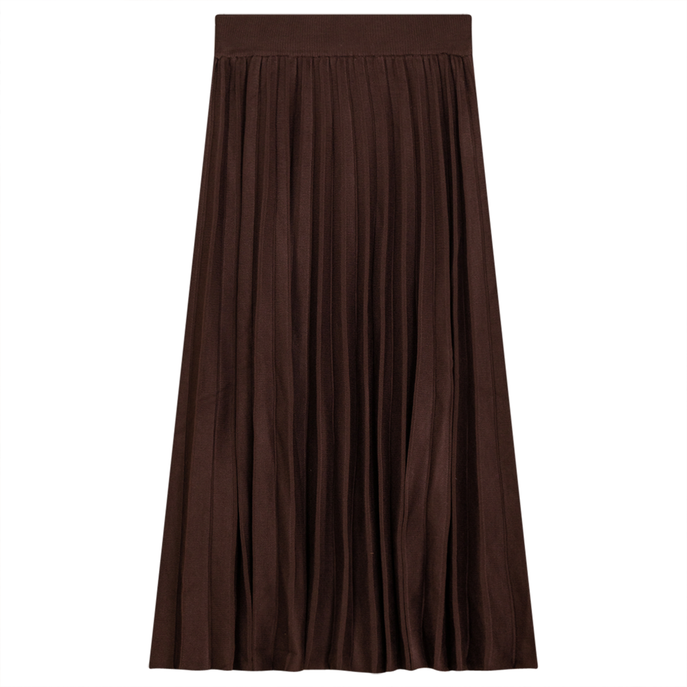 Pleated Knit Long Skirt Coffee