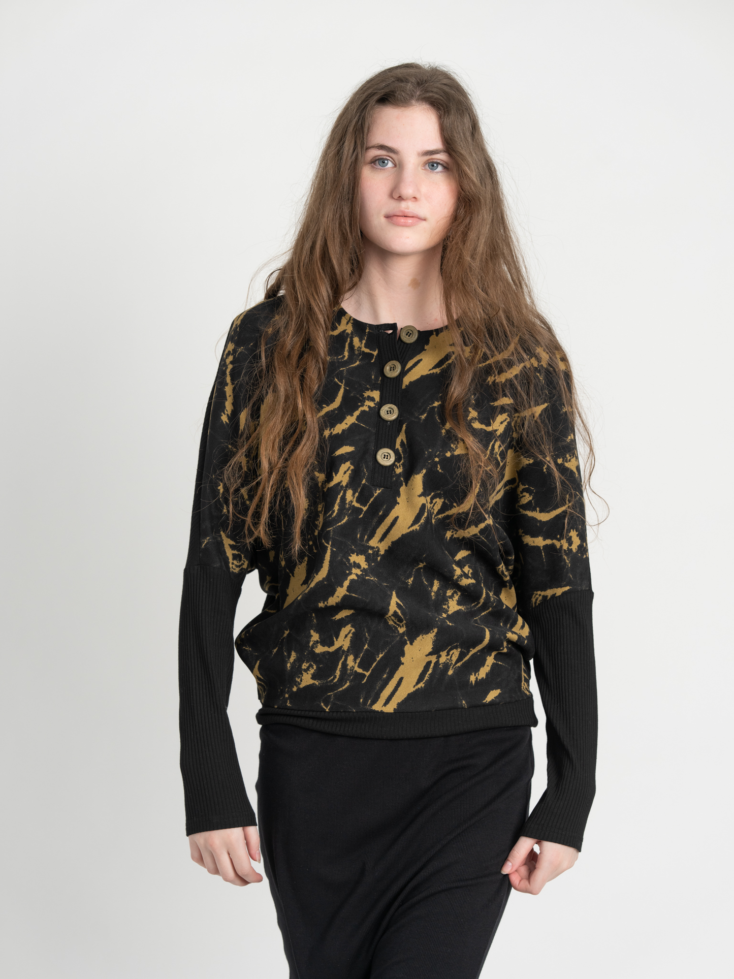 Tie Dye Corduroy Rib Combo Top