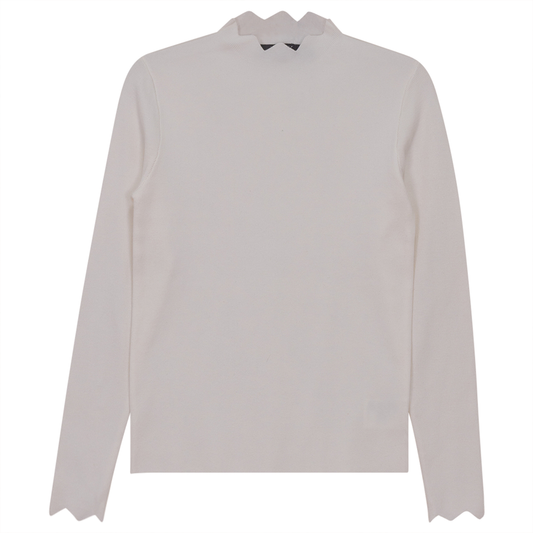 Wave Bottleneck Knit Sweater Off White