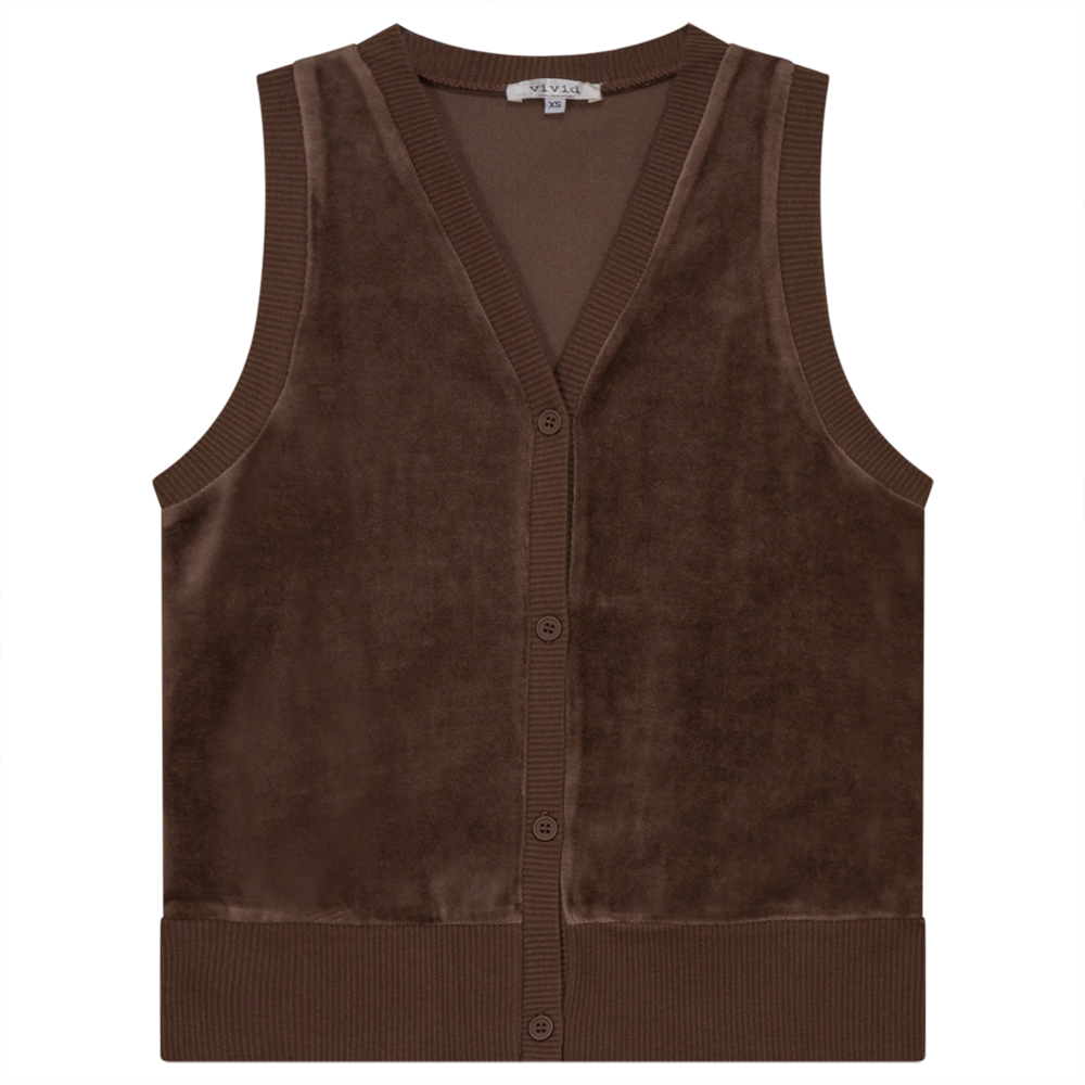 Velour Vest Cardigan Coffee