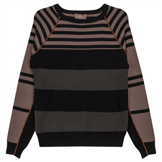 Striped Knit Sweater Black Dark Olive