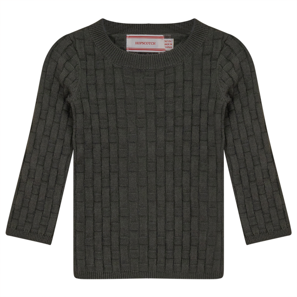 Knit Textured Top Dark Olive