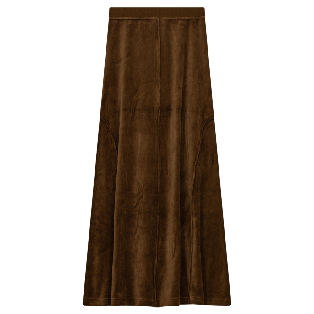 Long Cotton Velour Skirt With Side Cuts Pinecone