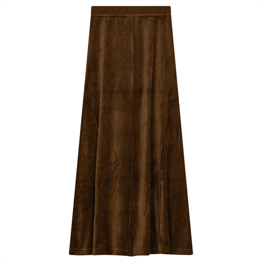 Long Cotton Velour Skirt With Side Cuts Pinecone