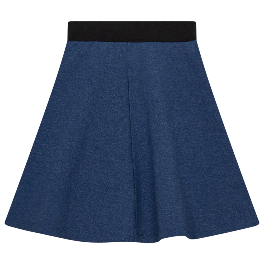 Fine Rib A-Line Skirt Denim Mix