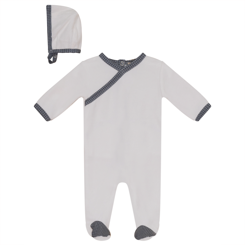 V-Neck Velour Onesie With Hat