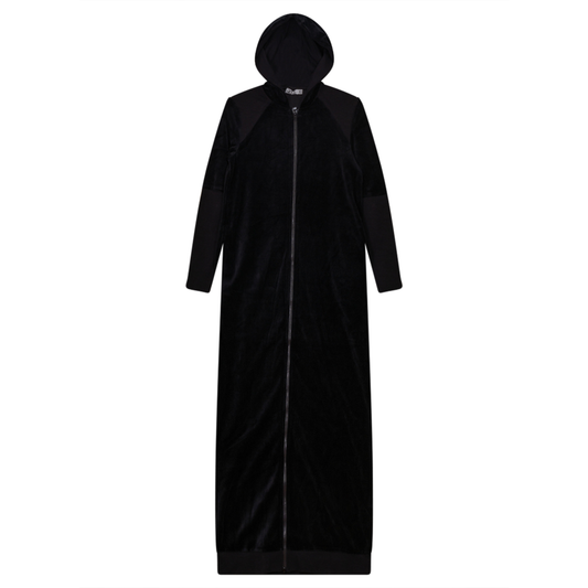 Cotton Velour Robe WIth Hoodie