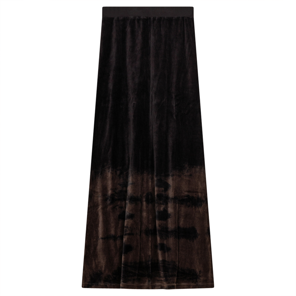 Tie Dye Cotton Velour Long Flare Skirt