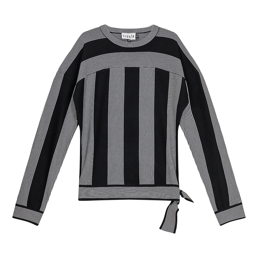 Dolman Stripped Knit Sweater Black White