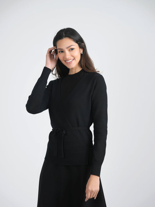 Wrap Pointelle Knit Top