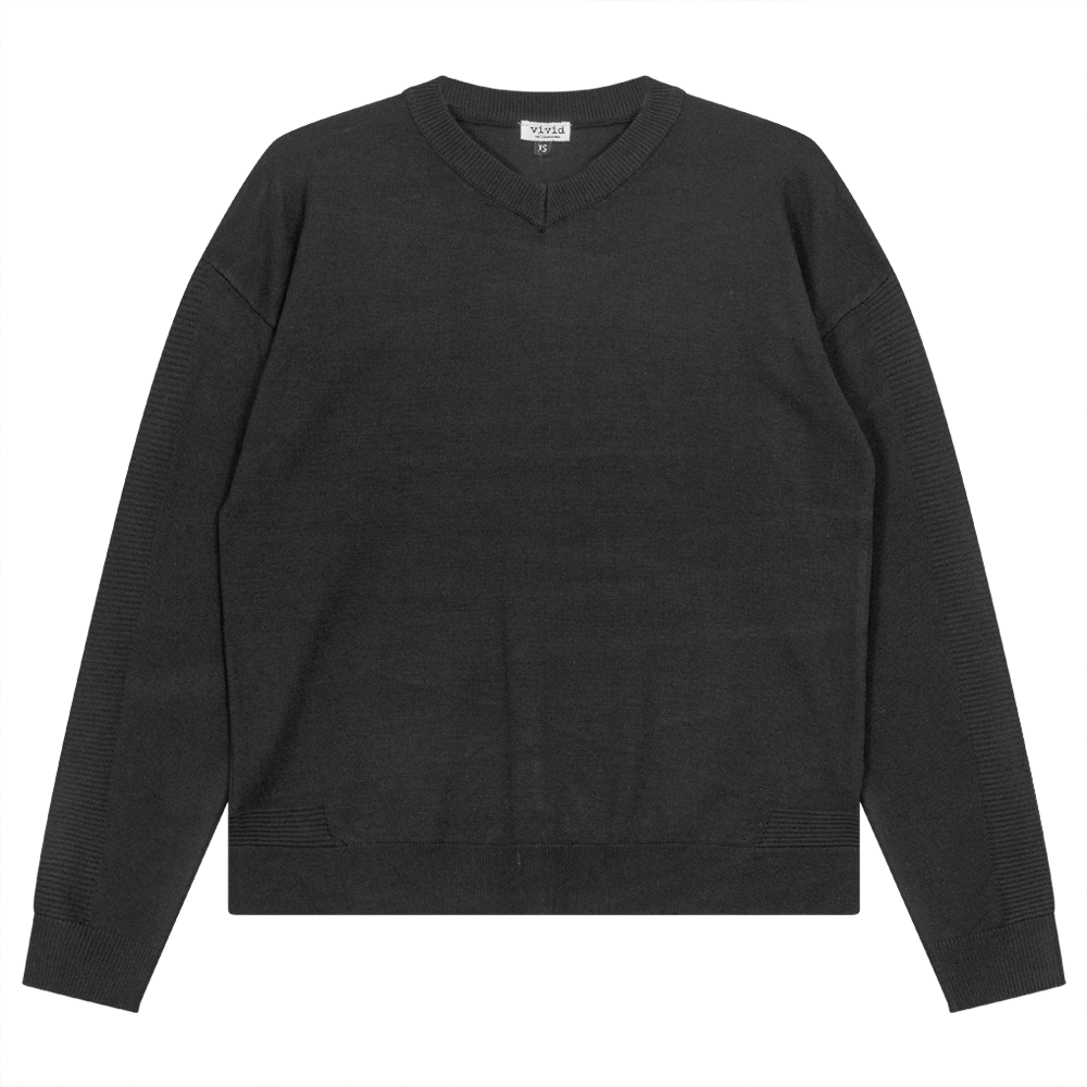 Closed V-Neck Rib Combo Sweater Dark Olive