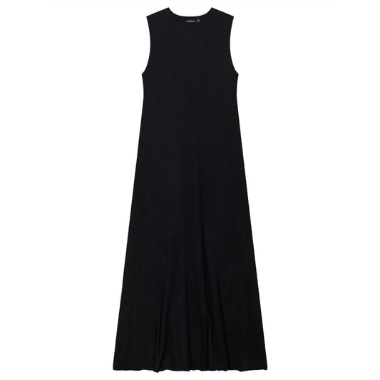 A Line Ribbed Knit Maxi Jumper Black