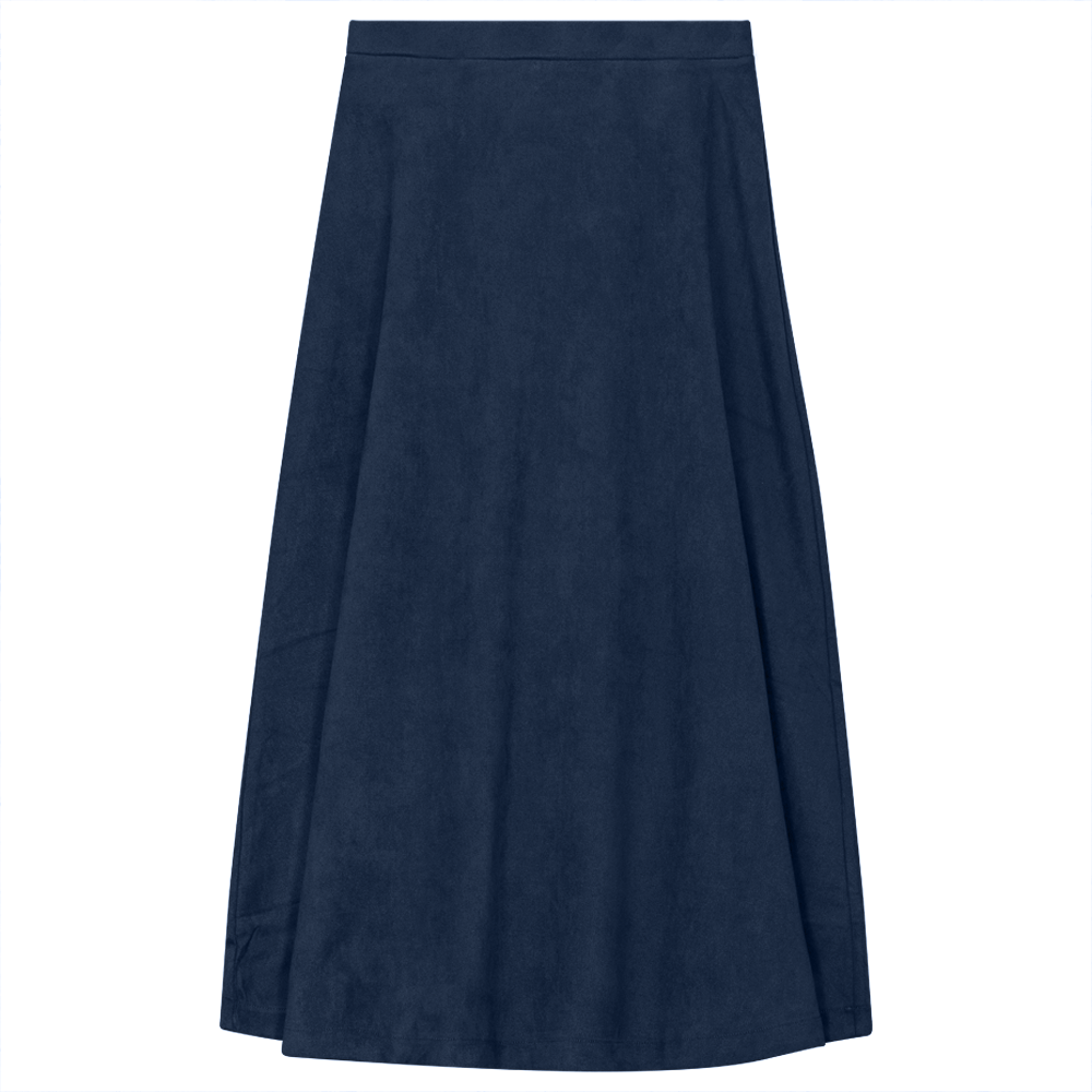 Suede A-Line Midi Skirt Dark Denim